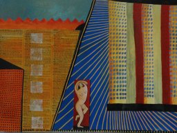 Esther Leger-Stier, "3 ist einer zuviel", Gouache/Collage" auf Papier, 40x50cm